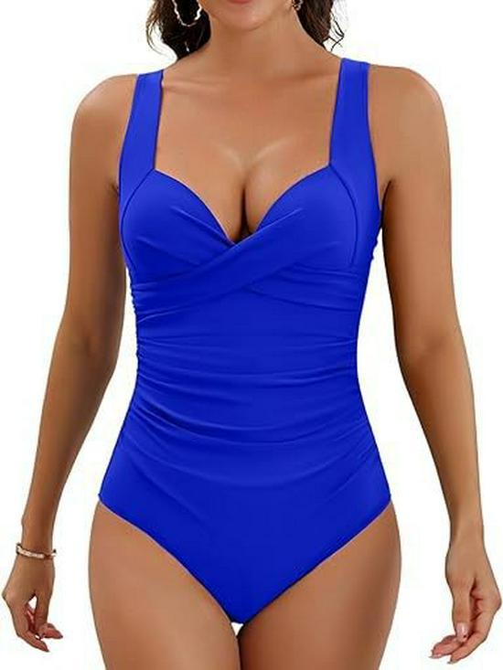 2024 Fashion Solid Color Slimming One-Piece Swimsuit – European American Sexy Tummy Concealing Backless Swimwear