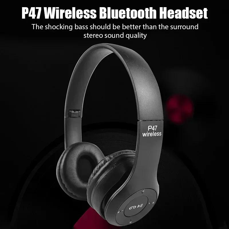 P47 Wireless Bluetooth Headphone With Mic Noise Cancelling Headsets Stereo Sound Earphones Sports Gaming Headphones Supports PC