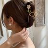 Flower Metal Hair Claw For Women Gold Silver Cross Crab Hair Clip Korean Elegant Hairpin Girl Hair Accessories