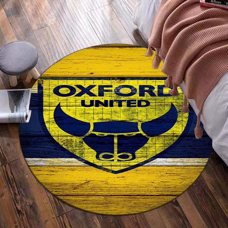 Oxford United Crest Round Rug for Livingroom,Bedroom, Palyroom, Chair Rug, Area rug, Circle Carpet, Large Size Fan Christmas gift