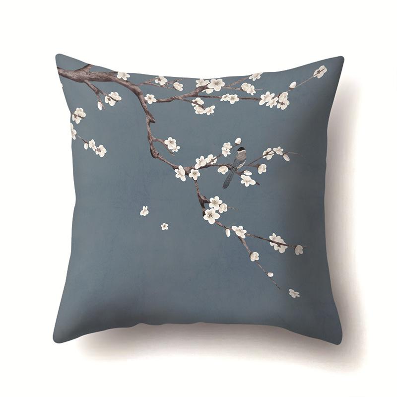 Leaves, Geometric Branches, Sofa Pillowcase, Single-sided Office Cushion Cover, Living Room Pillowcase, Biker Waist Pillowcase