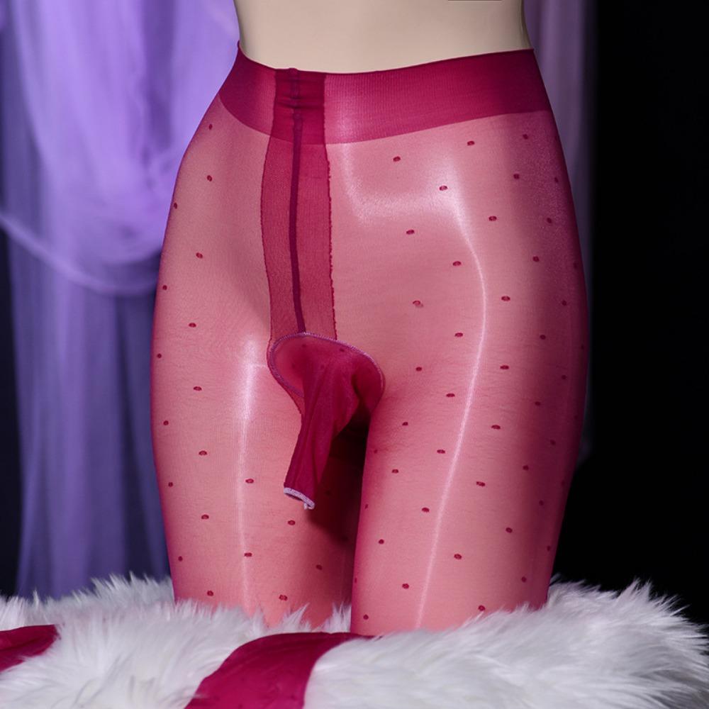 Qinghe Aurora Polka Dot Stockings Can Be Cut At Will, Sexy Oily and Shiny, Ultra-thin Men's Jj Set, High-density Silky Pantyhose.