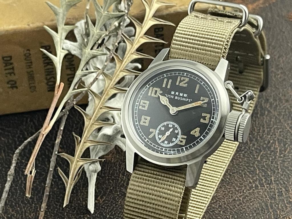 Military watch for Buships small khaki nylon NATO strap [M.R.M.W.] men, second,