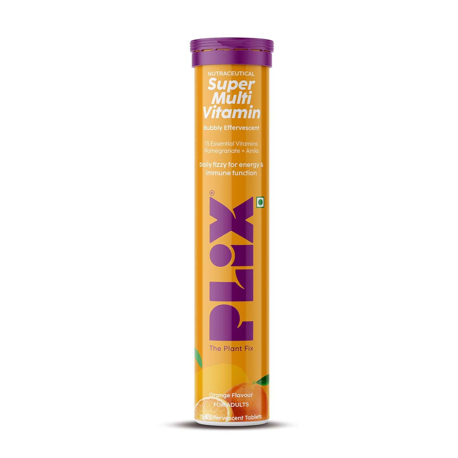 

PLIX - THE PLANT FIX Multivitamin Effervescent Tablets 15 Count Orange Daily Nutrition Drink With Energy Support