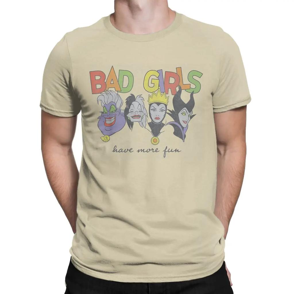 Princess Villains T-Shirt for Men Bad Girls Have More Fun Funny Pure Cotton Tees Round Neck Short Sleeve T Shirt Party Tops