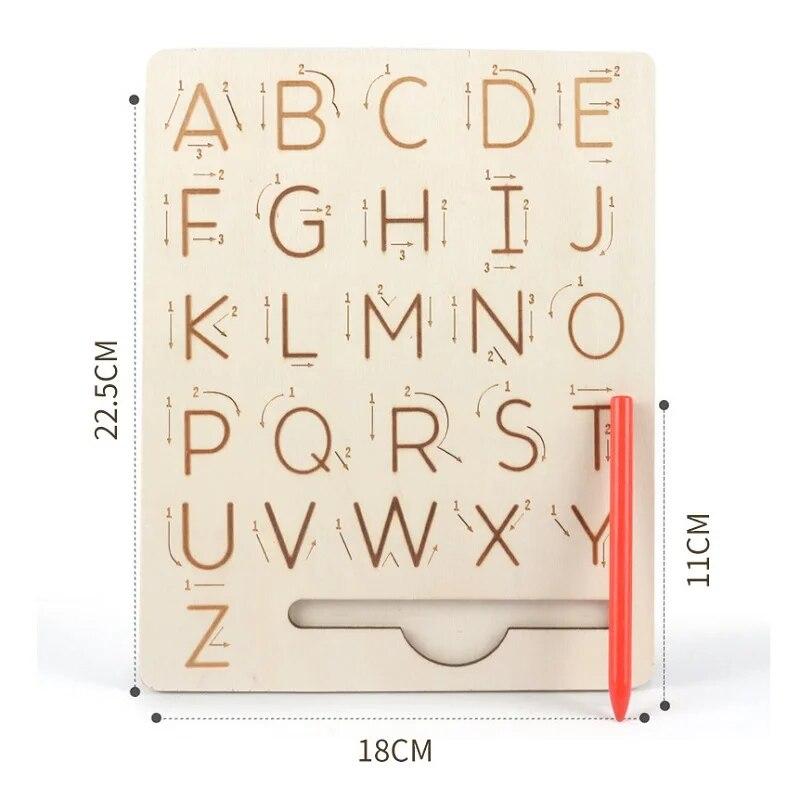 

Детская практика письма Деревянная доска с алфавитом Буквенно-цифровая рукописная трафаретная доска Монтессори игрушки