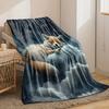 Cozy Fox & Clouds Flannel Throw Blanket - Hypoallergenic Polyester All-Season Bedspread, Dark Blue/Black Night Sky with