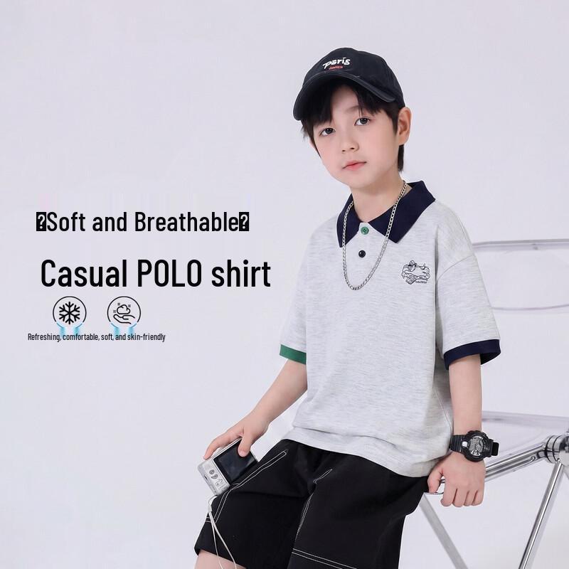 Boys  Cotton Blend Short Sleeve Polo Shirt 120