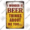 Putuo Decor Funny Beer Metal Sign Vintage Plaque Tin Sign Alcohol Drinker Sign for Bar Pub Club Man Cave Kitchen Wall Decoration