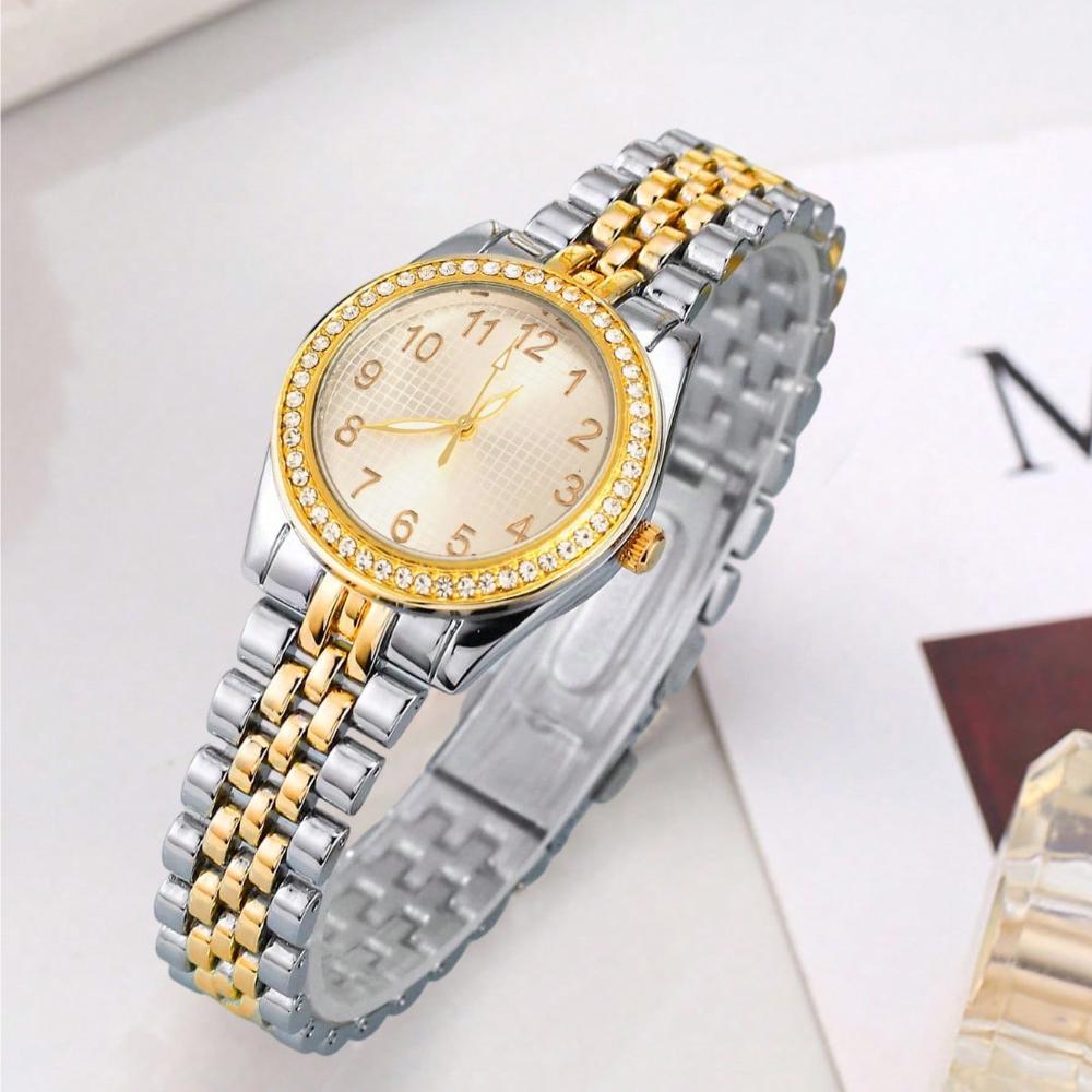 Super Horký Prodej Luxusní Dámské Hodinky Quartz Zlatá Nerezová Ocel Malý Ciferník Římská Číslice Zlatý Přívěsek Šaty Módní Hodinky