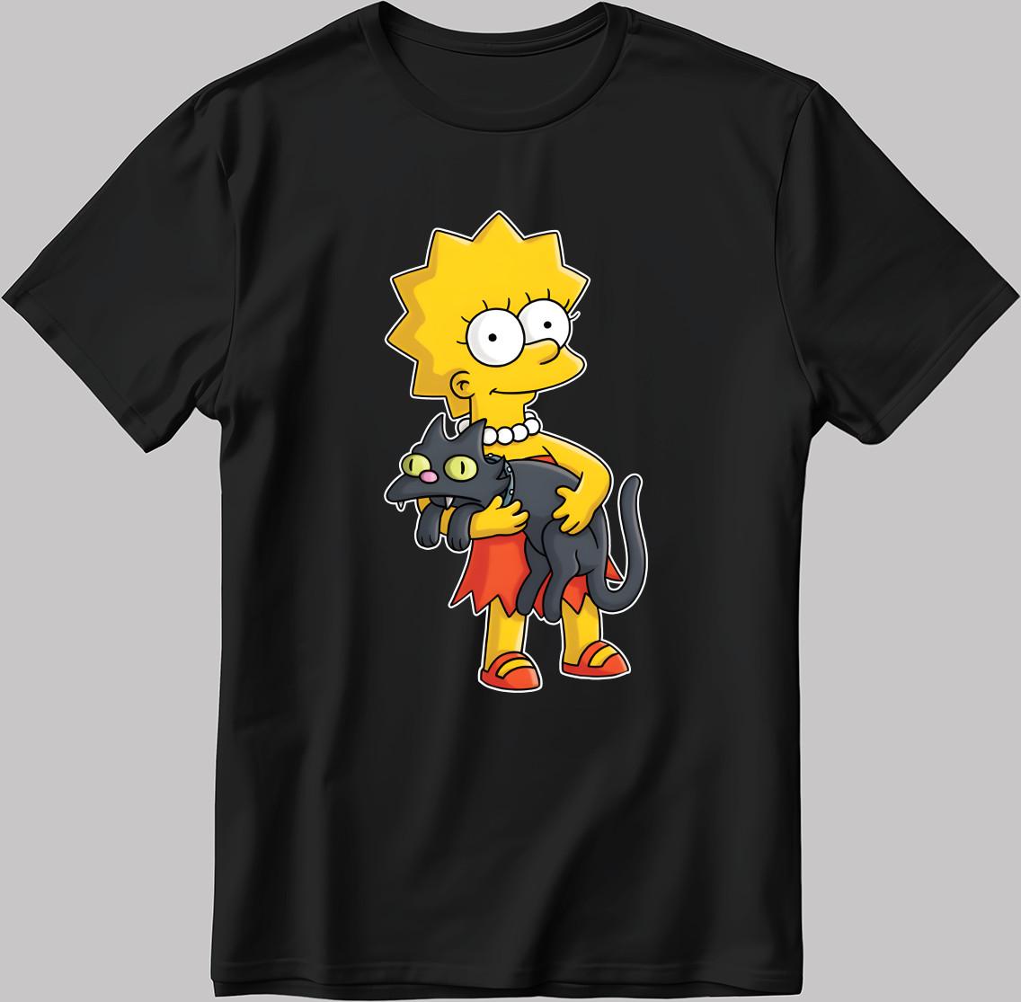 The Simpsons Lisa Simpson Short Sleeve White-Black Men / Women s P309 S