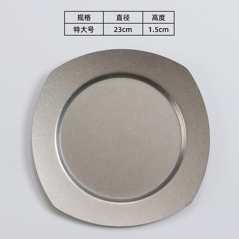 Vintage Stainless Steel Steak Dinner Plates Fruits Dessert Vegetable Shallow Plate Kitchen BBQ Picnic Restaurant Hotel Tableware