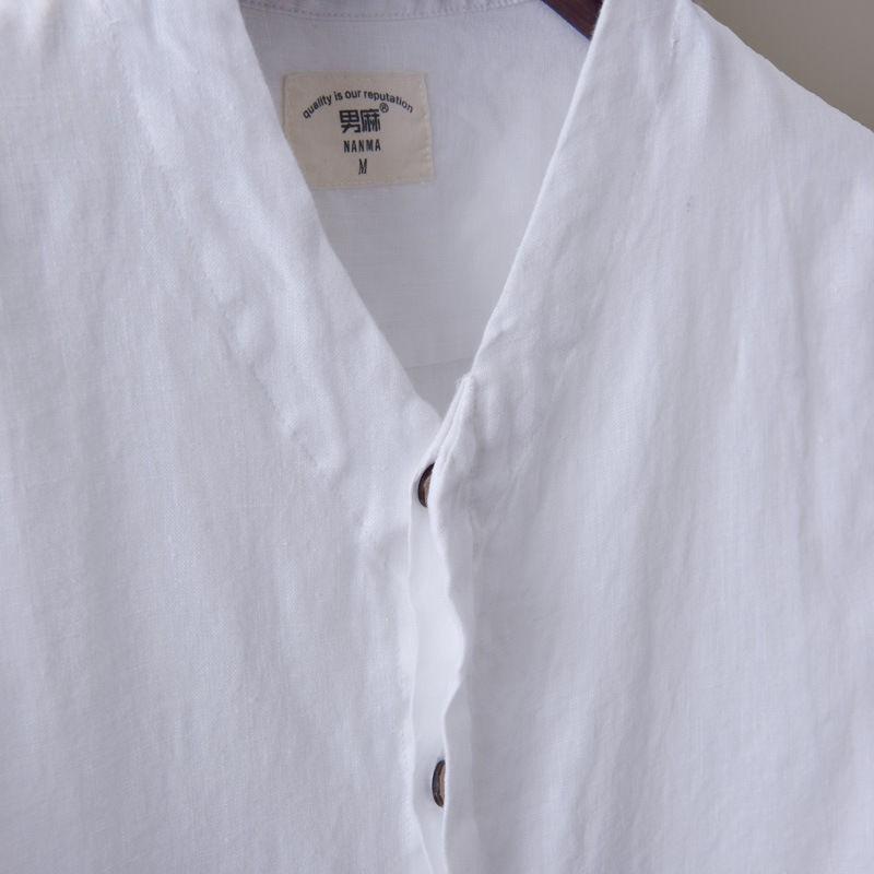 Premium Men's Loose Cotton And Linen Shirts With V-neck For Ultimate Comfort