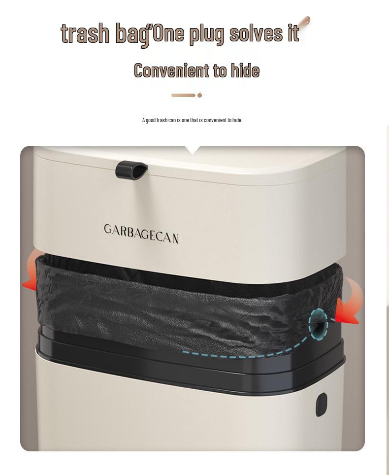 Wall-Mounted Kitchen & Bathroom Trash Bin with Lid and Crevice Design