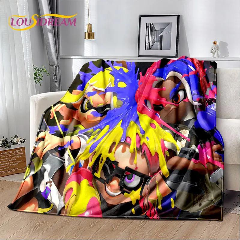 Games S-Splatoon Cartoon Soft Plush Blanket,Flannel Blanket Children Throw Blanket for Living Room Bedroom Bed Sofa Picnic Cover
