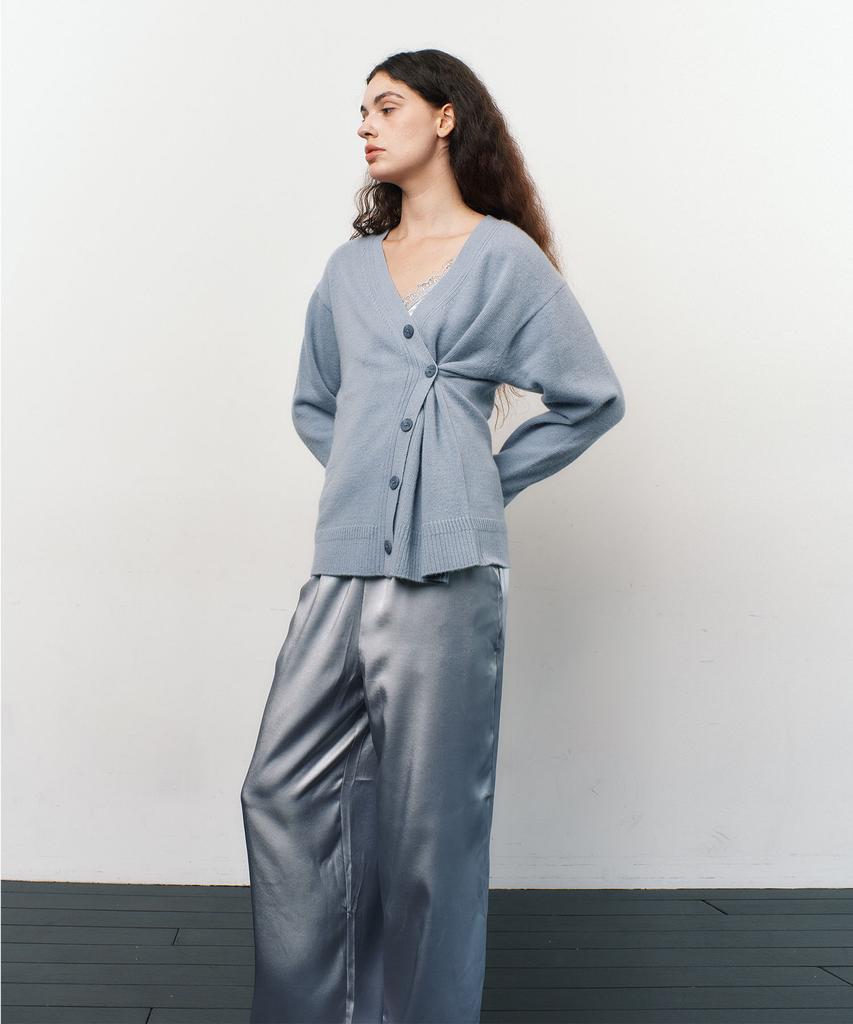 Atempo Raccoon Wool Knit Cardigan / Fog Blue