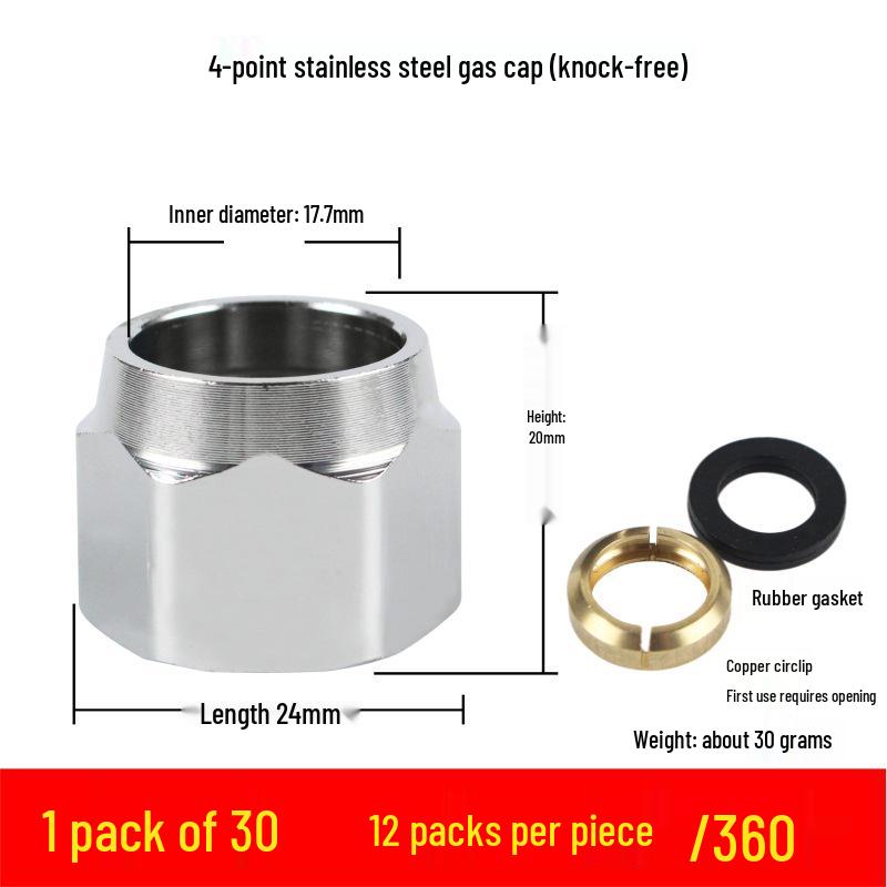 3-Piece Stainless Steel Gas Pipe Nut Set with No-Knock Wave for Natural Gas Conversion, 3/8"", 3/4"", 1"" Quick Connectors