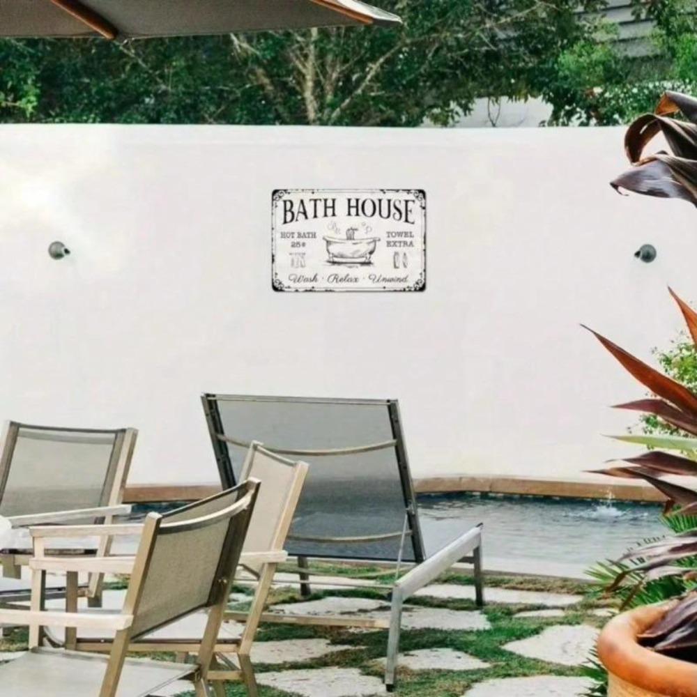 Vintage Tin Sign Farmhouse Bathroom Wall Decor Metal Plaque Rustic