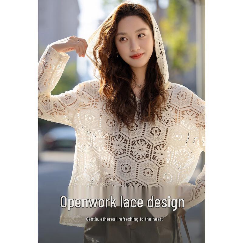 Women s Elegant Moonlight Lace Hooded T-Shirt S