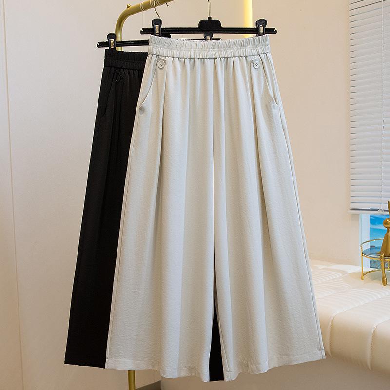 Plus Size Women s Elastic Waist Wide Leg Pants for Spring/Summer 4XL