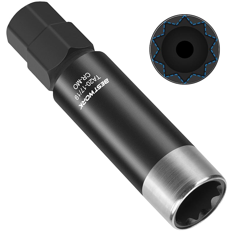 Klucz do nakrętek kół 10-wypustowy, Nasadka do nakrętek kół 10-wypustowa z napędem sześciokątnym 21 mm i 22 mm, Wzmocnienie dwuwarstwowe, Zamiennik dla TA23-21/22