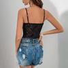 Women's  Lace Corset Bodysuit Spaghetti Strap Padded Cups with Steel Bones Slim Fit Teddy Leotard Sexy Top