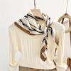 Elegant Geometric Striped Square Scarf for Women Satin Fashion Wraps Neckerchief Female Hair Bands Ribbon Headband Bandana