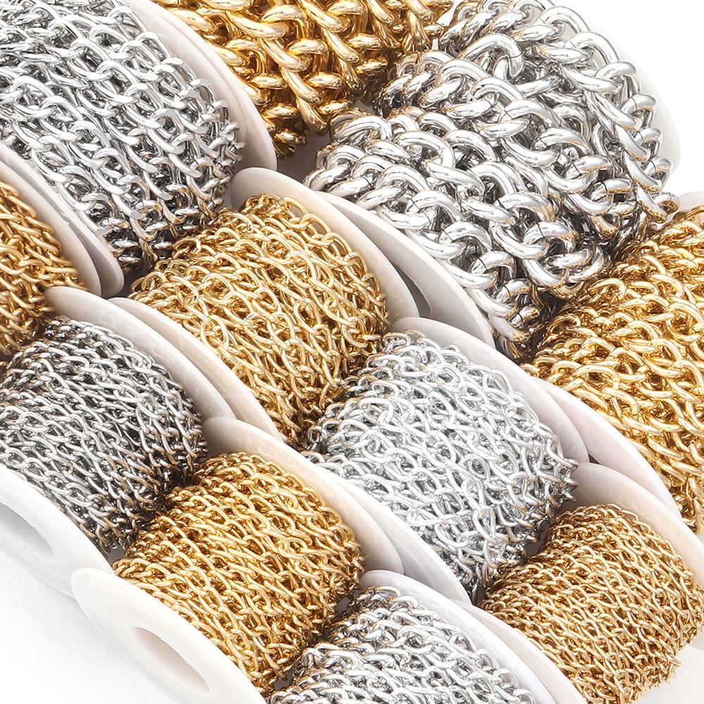 2-5 Yards/Rolle Aluminiumketten Verdrehte Ketten Großhandels Gliederkette Für DIY Armband Halskette Kette Schmuckherstellung Zubehör