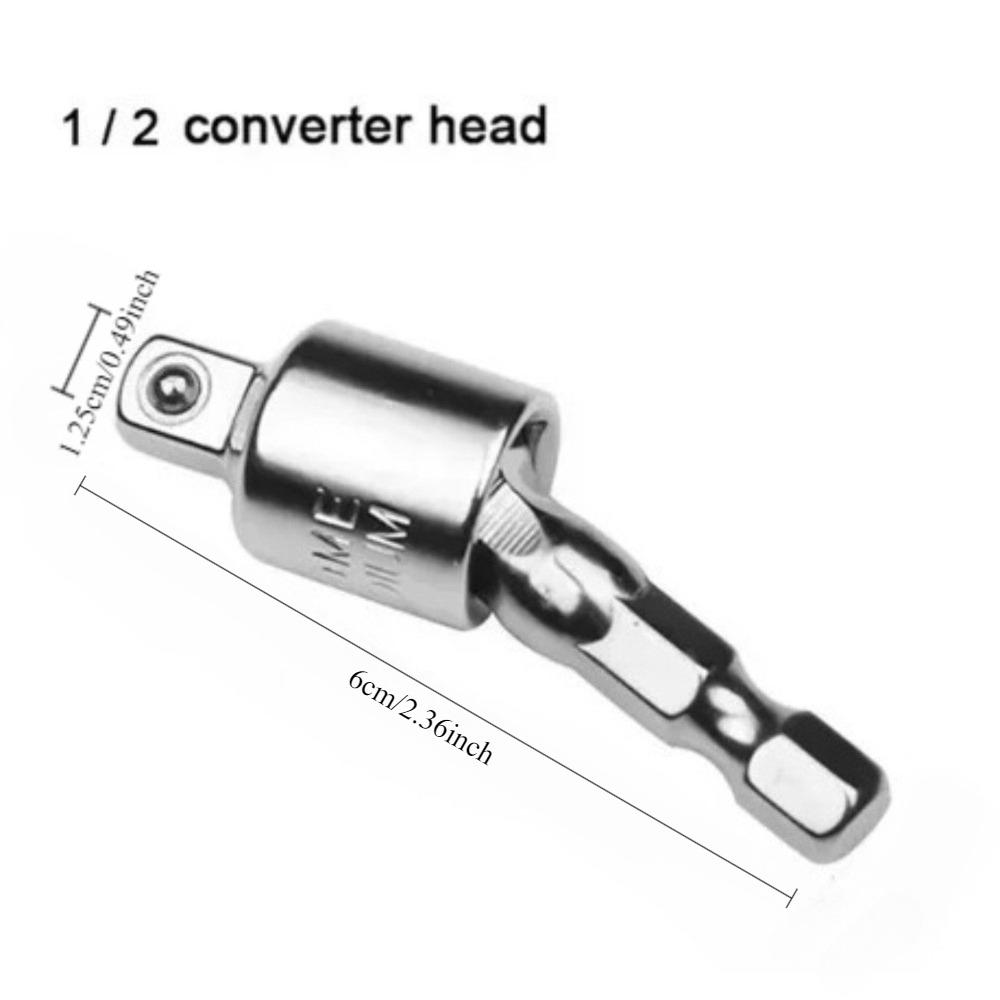 Hexagonal Shank To Quadrilateral Socket Universal Joint Rod Driver Connector 360 Degree Hand Drill Conversion Head 1/4"3/8"1/2"