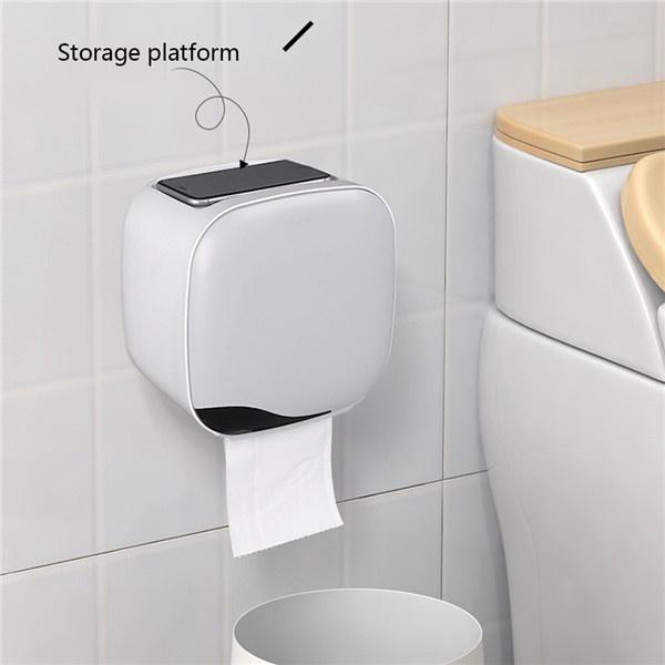 Punch-free Toilet Paper Holder Box Waterproof Storage Toilet Paper Storage Rack Paper Towel Kitchen Bathroom Storage Box