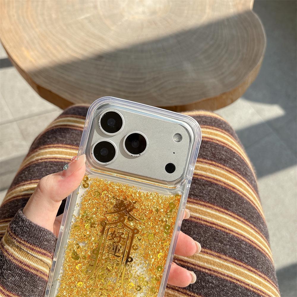 Golden Flowing Sand Anti-fall iPhone 14/13 Pro Max Case