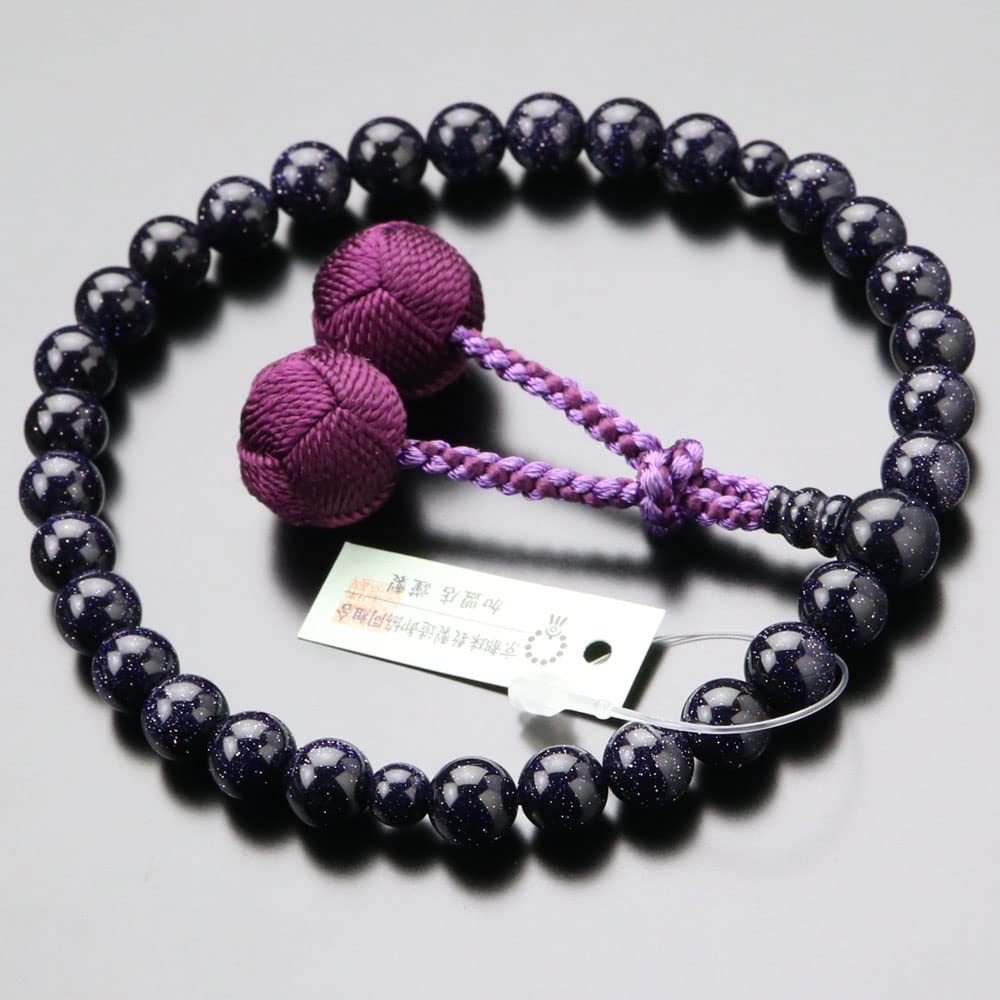 [Nenju Dot Com] Women's Rosary Approx. 8mm Purple Goldstone Bontan Tassel Kyoto Rosary Blue Goldstone
