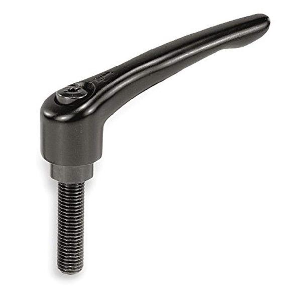 Kipp 06460-3A41X60 Zinc Adjustable Handle with 3/8-16" External Thread, Modern Design Style, Steel Components, Inch, Black Satin Powder-Coated