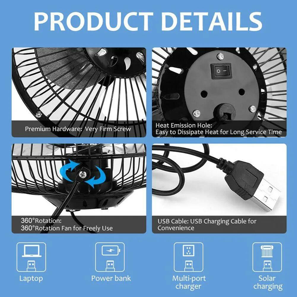 100% Brand New High Quality USB Fan Foldable Lightweight USB Powered 14.5*15cm Black Emergencies And Outdoor Work