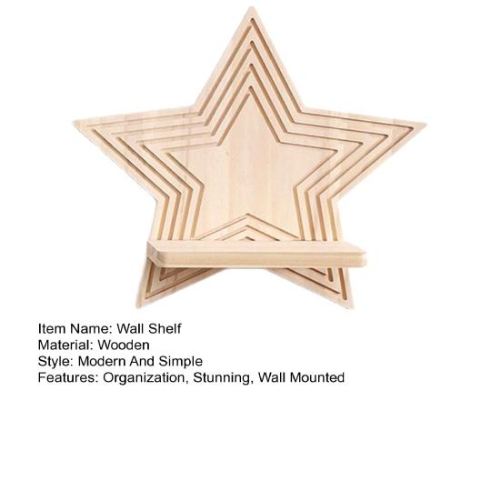 Moon Star Wall Shelf Boho Wooden Floating Wall Shelves Wall Mounted Plant Holder for Living Room Bedroom Modern Home Decor