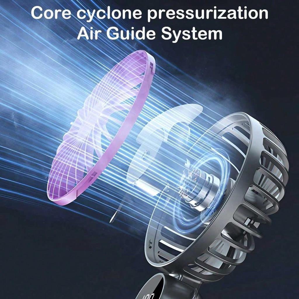 Portable Fan Mini Handheld Personal Fan Rechargeable LED Display Screen Suitable for Travel, Camping, and Outdoor Activities.