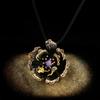 925  Retro Sunflower Brooch High-grade Flower Zircon Personality Exaggerated Black Gold Two-tone Necklace Jewelry Gift