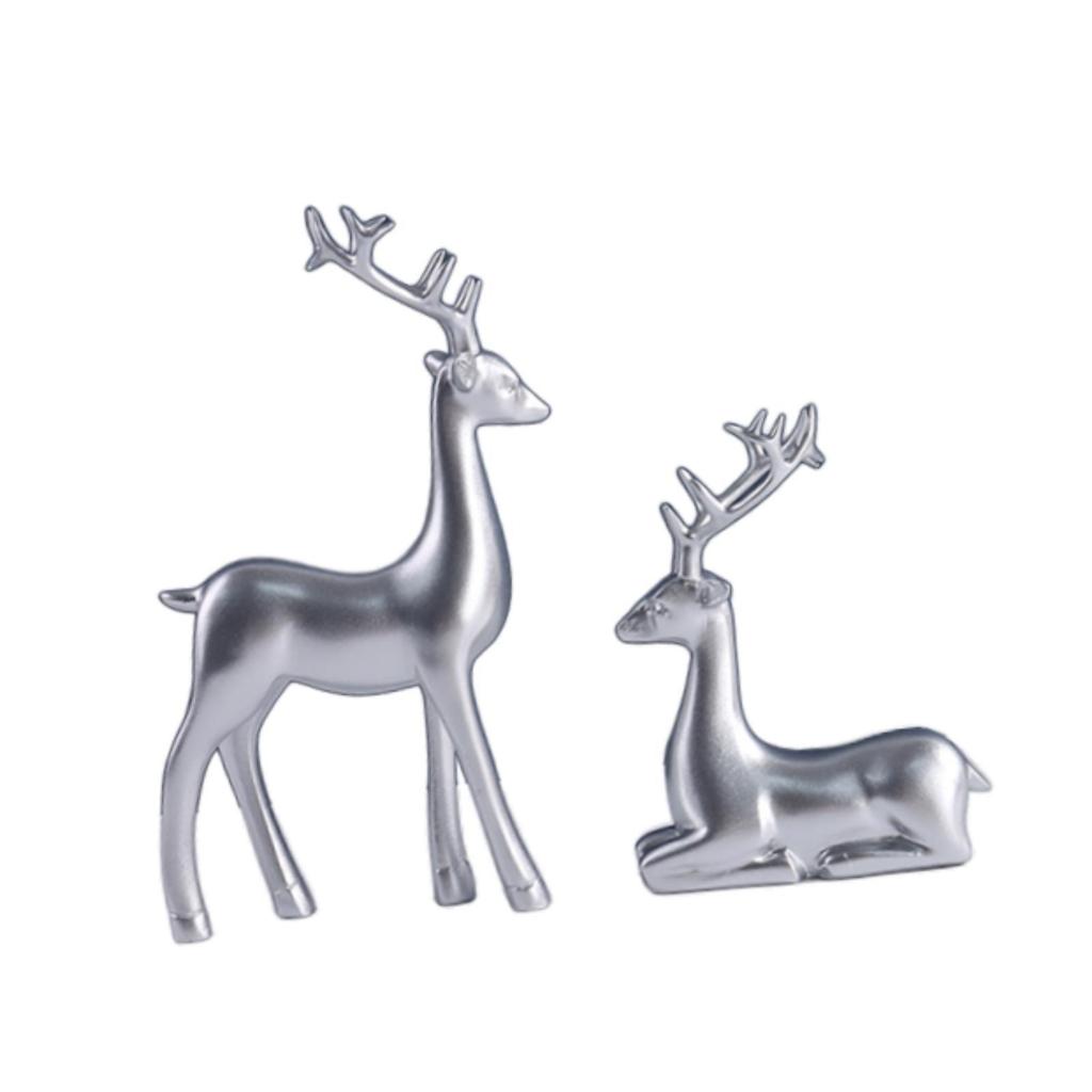 Reindeer Figurine Resin Ornaments Animal Statue Elk Deer Statue Elk Sculpture for Bookshelf Cabinet Living Room Desktop Office