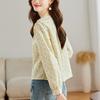 Round Neck Floral Blouse for Women Long Sleeve Spring Clothes Pastoral Style Top Small Sweet Cotton Blouse