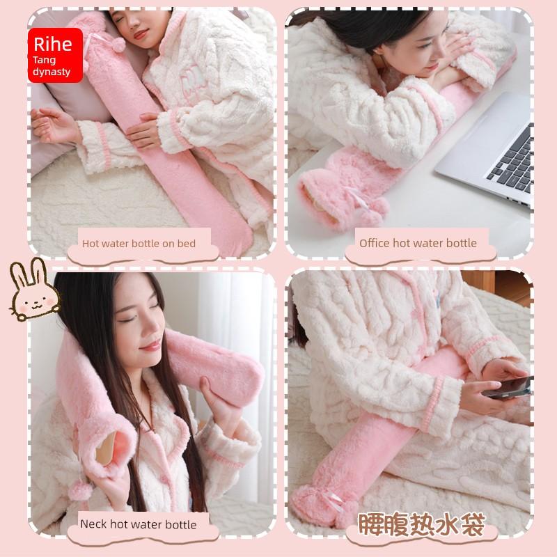Extra-Long Hot Water Bottle for Bed, Large Size, Plush, Water-Filled, Warm Water Bag for Winter, Warms Hands and Feet, Bed Warming Magic Tool