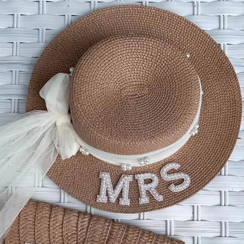 Mrs. Sun Hat: Summer Beach Wedding Bride Gift, Bachelorette Party Decor, Honeymoon Newlywed Celebration