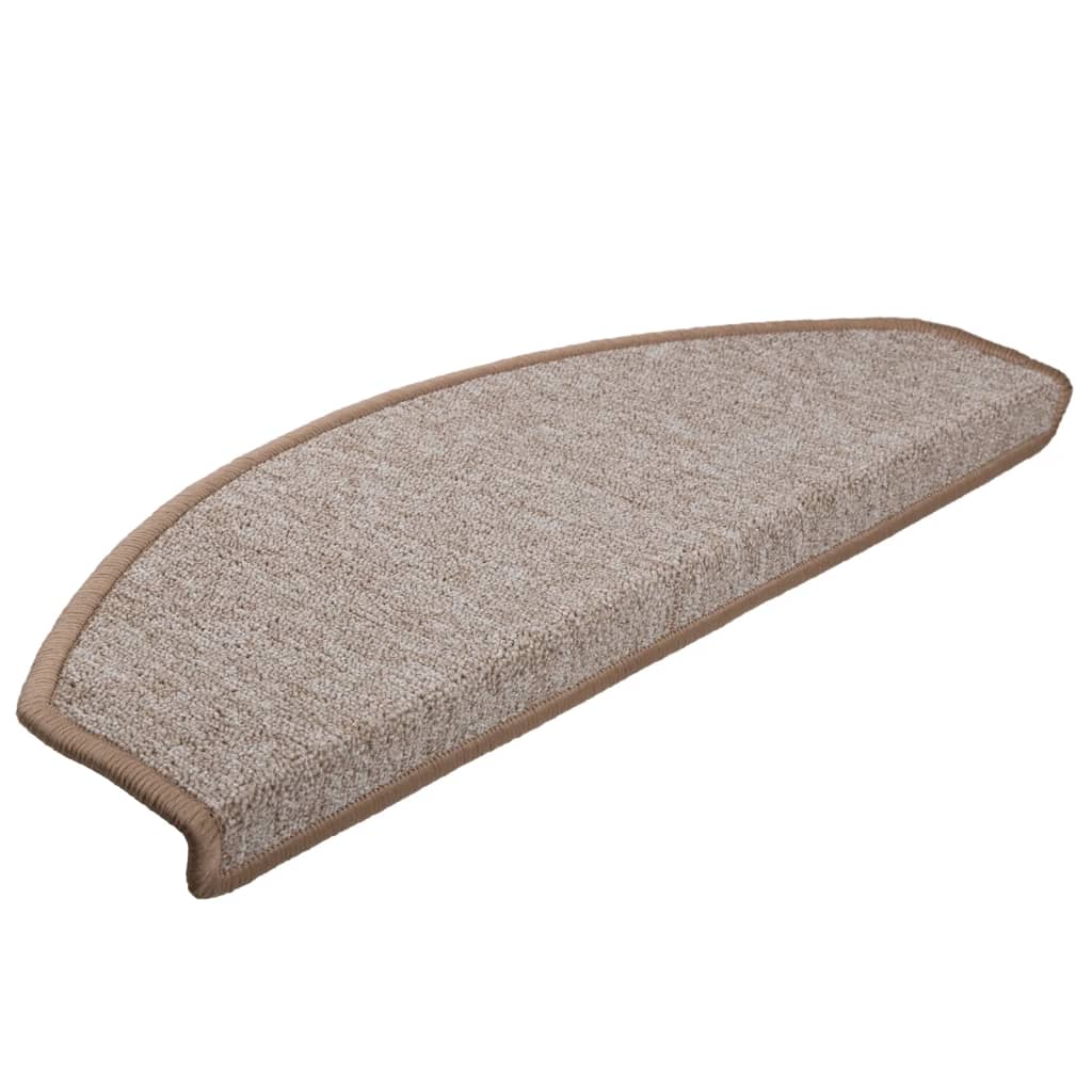 Vidaxl Maty Na Schody 15 Szt. 65X24X4 Cm Jasnobrązowe, Półokrągłe, Duże