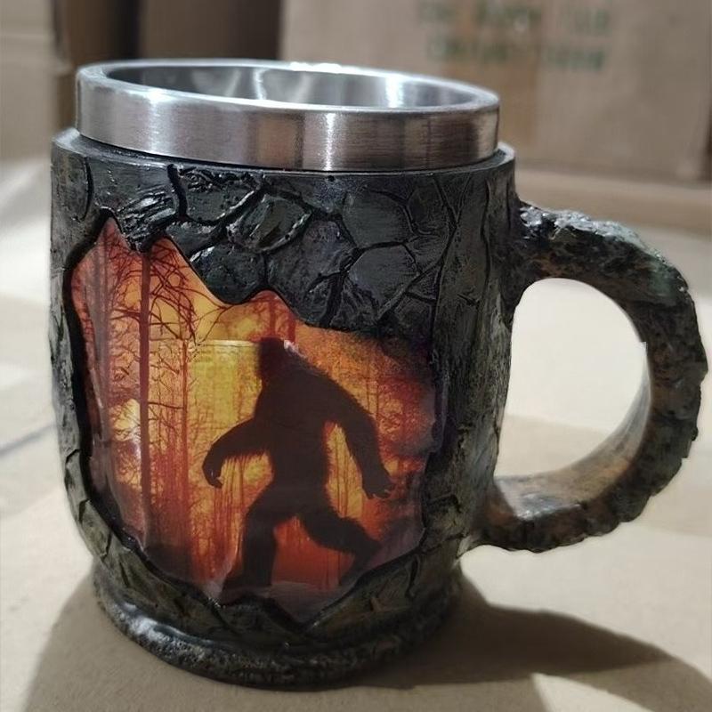 

1pc Bigfoot Forest Flame Mug Witch Santa Claus Cup Stainless Steel Inner Pot Coffee Cup 301-400ml