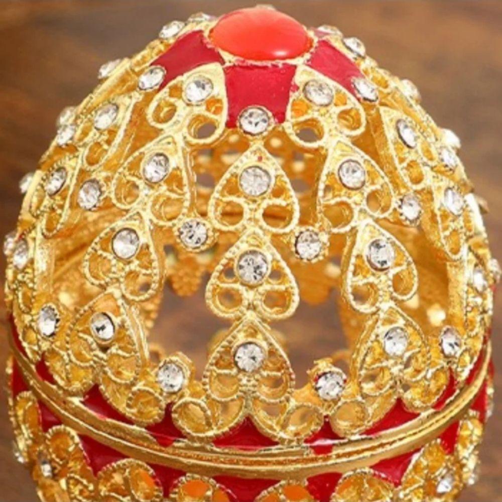 Zinc Zinc Alloy Material Egg-Shaped Box Enamel Color Trinket Box Ornament Storage Jar Dresser Decorative