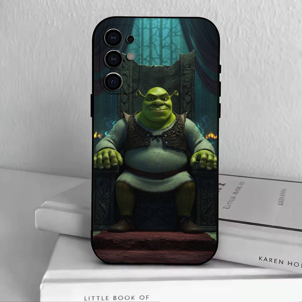 Cute S-Shrek Phone Case For Samsung S25,S24,S21,S22,S23,S30,Ultra,S20,Plus,Fe,Soft Silicone Black Cover