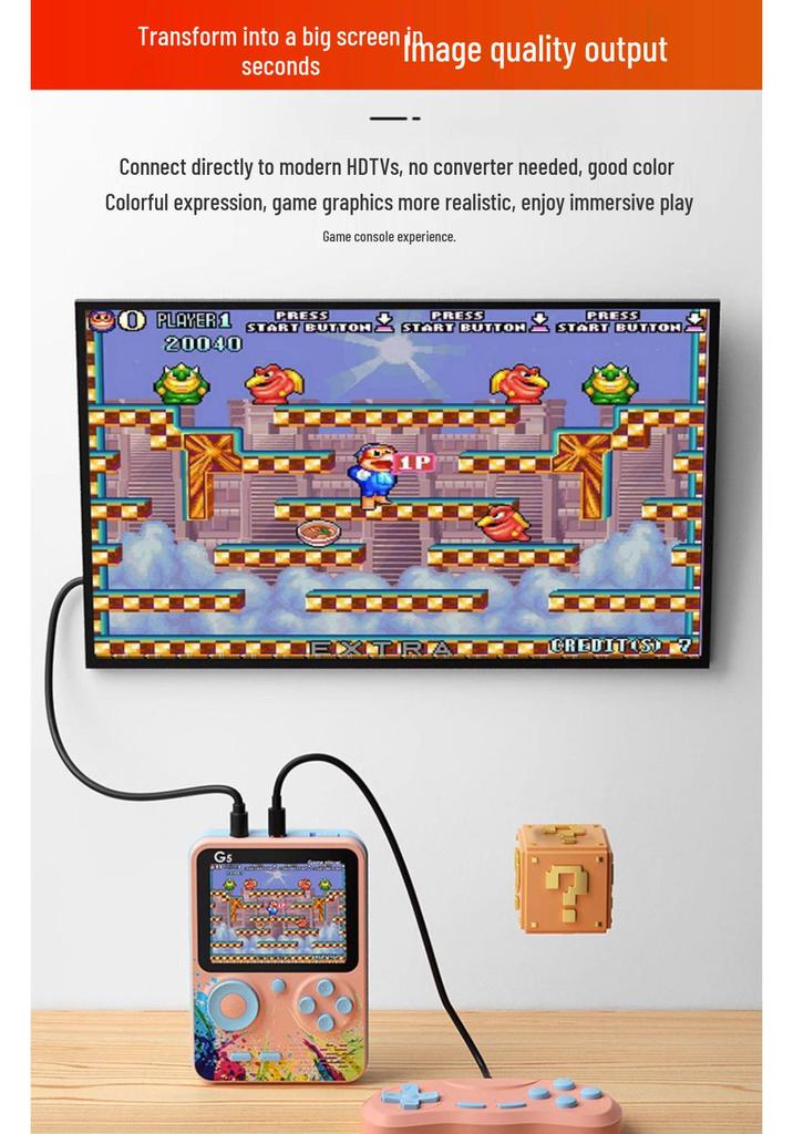 G5 Handheld Game Console: Classic 500-in-1, Colorful, Portable, Nostalgic Gaming Experience