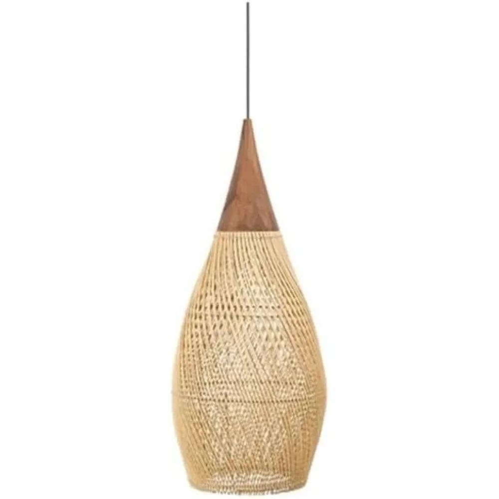Chinese Retro Handmade Rattan Pendant Light Living Room Bedroom Pot Restaurant Homestay Zen Decoration Pendant Light 25CM