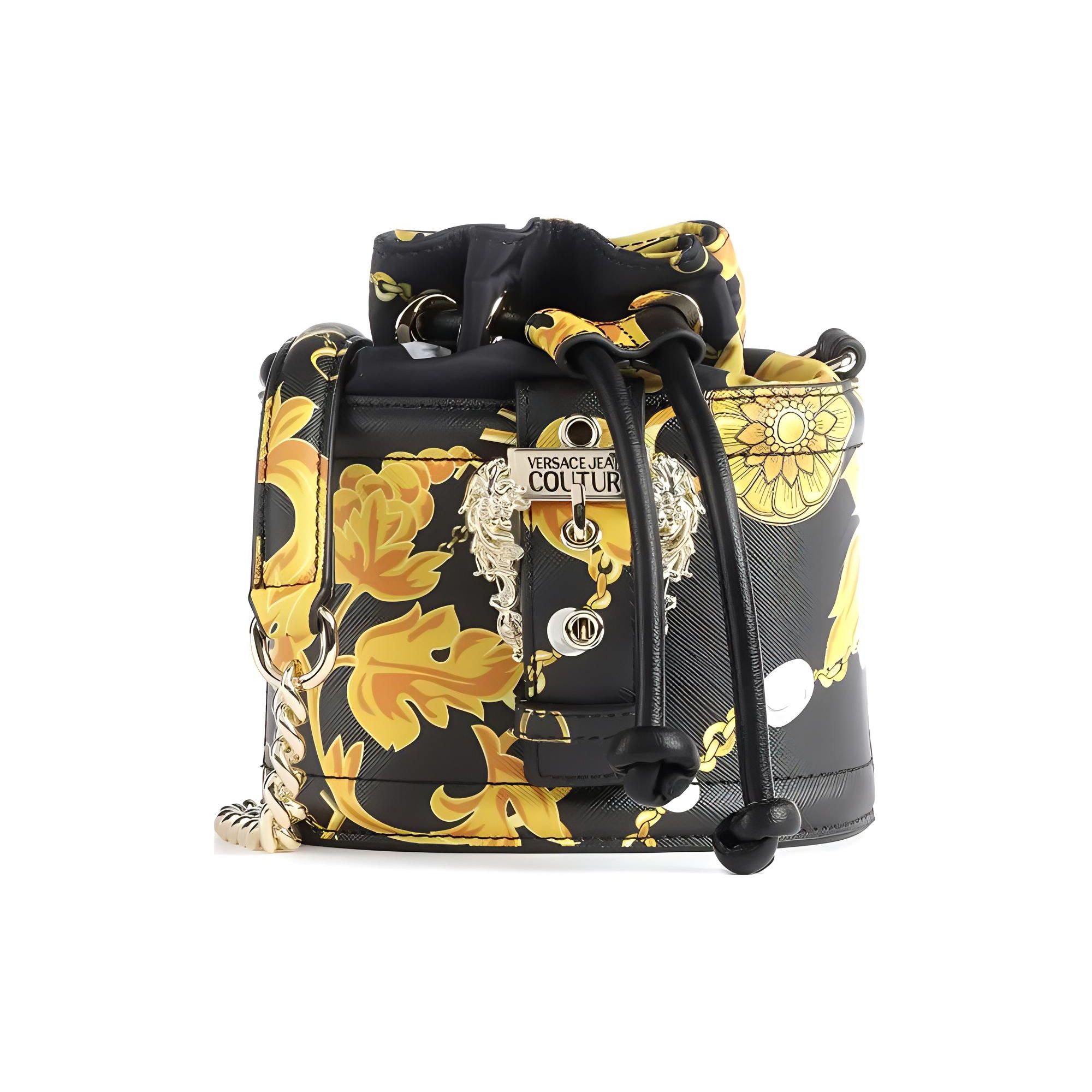 Versace Jeans Couture Baroque Print Micro Logo Synthetic Leather Bucket Bag Women bags Black 75VA4BF4ZS807G89 Basic Set BagDust Bag 20490₽