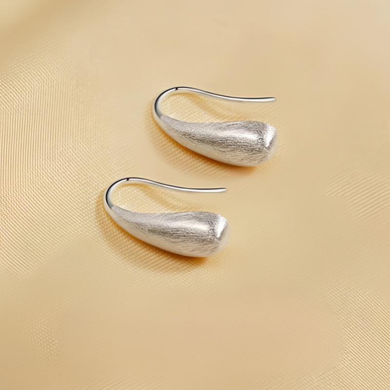 S925 Sterling Silver Frosted Water Drop Earrings for Women - Unique High-End Design, 2026 New Style