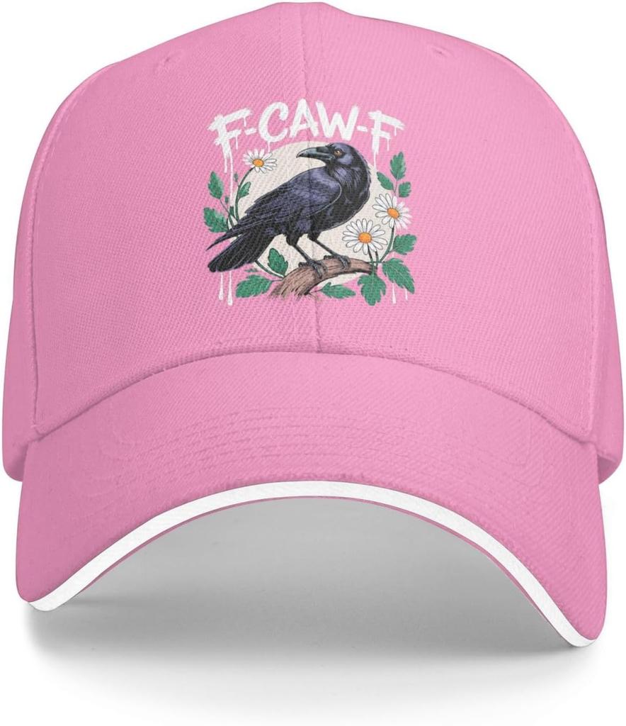 Crow Raven Daisy Graphic Baseball Cap Funny Gift Polyester Adjustable Unisex Adult Cap